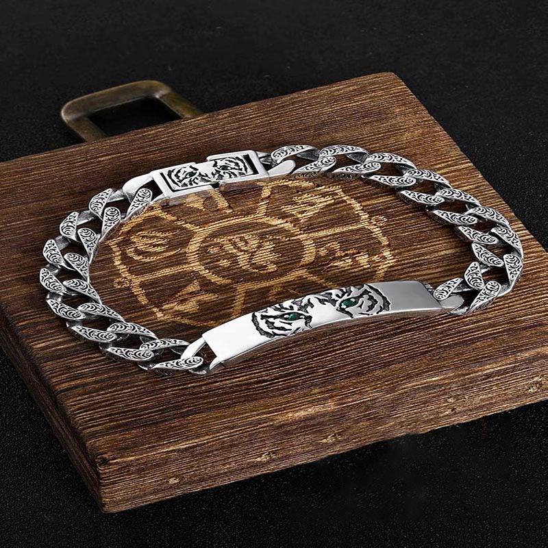 Tiger Tang Dynasty Flower Design Copper Luck Chain Bracelet