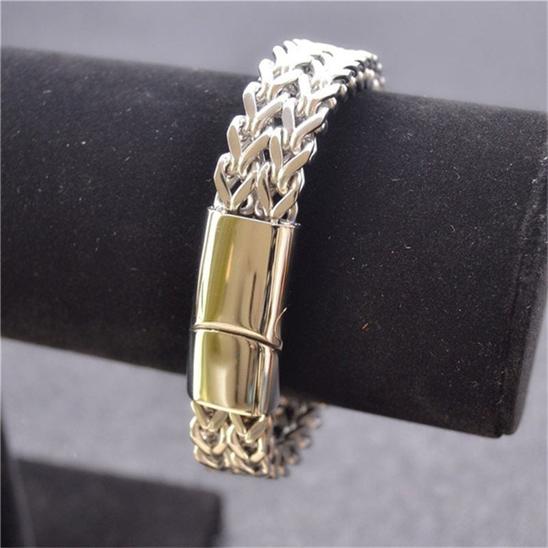 Textured Fish Scale Titanium Steel Magnetic Buckle Balance Chain Bracelet