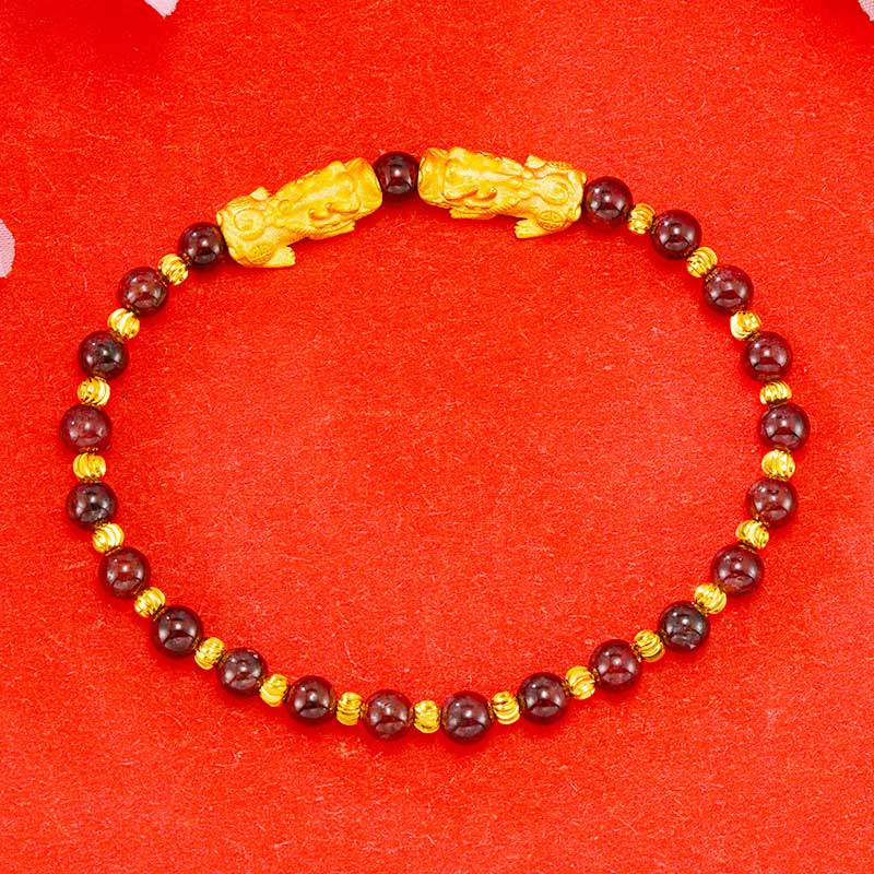 Electroplating Golden Double Pixiu Wealth Bracelet