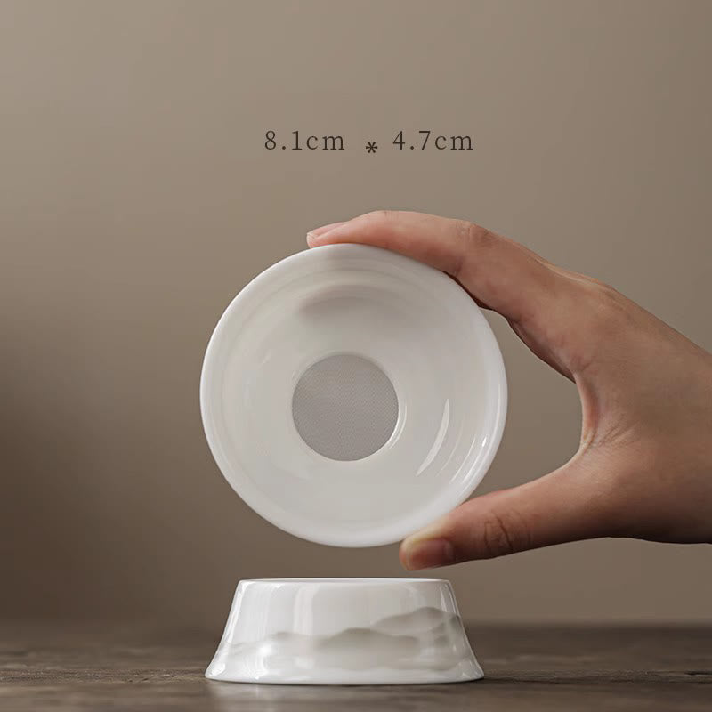 Vintage Ink Painting Mountain White Porcelain Ceramic Gaiwan Sancai Teacup Kung Fu Tea Cup And Saucer With Lid Tea Utensil Teapot