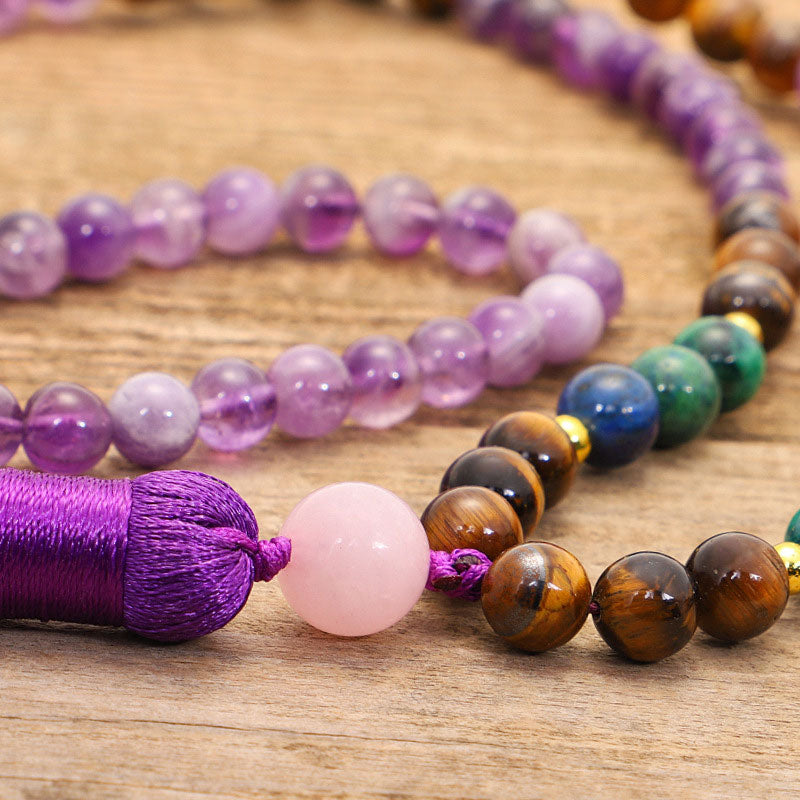 Tibetan Amethyst Purify Bracelet Mala Set