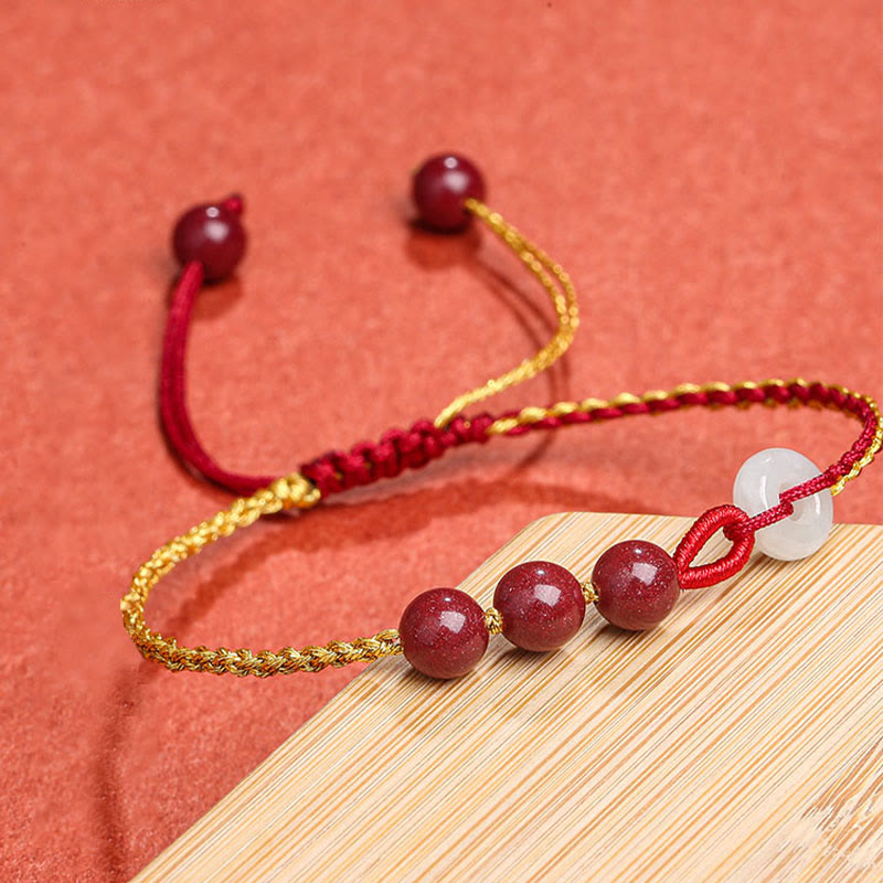 Natural Cinnabar Jade Peace Buckle Blessing Bracelet