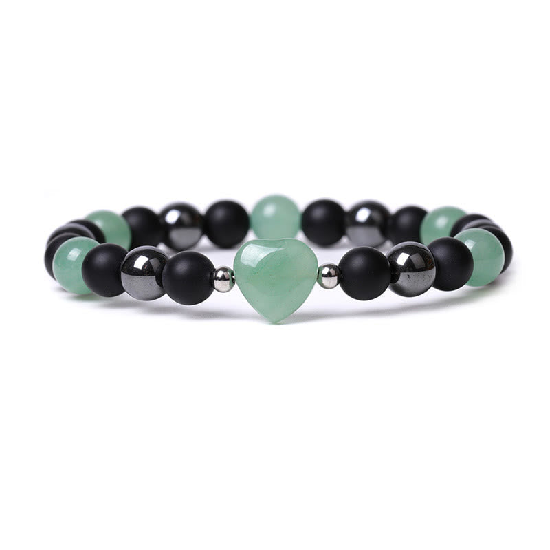 Black Onyx Tiger Eye Stone Crystal Love Heart Protection Bracelet