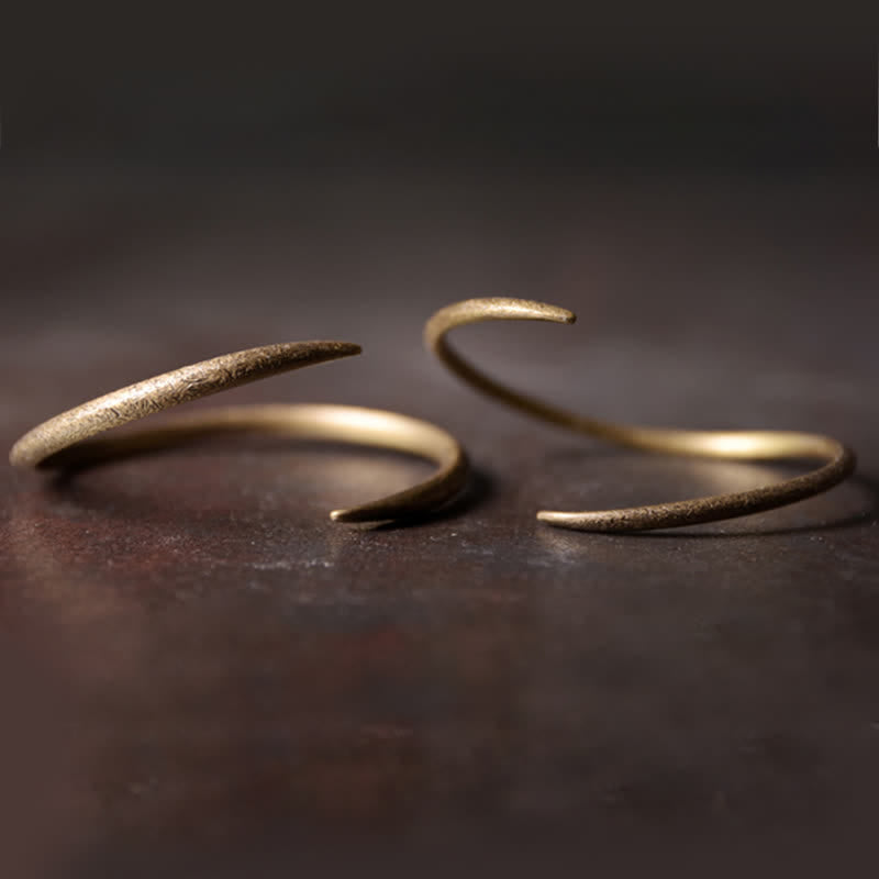 Minimalist Brass and Copper Adjustable Open Cuff Bangle Bracelet