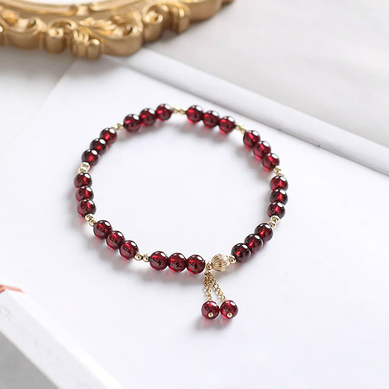 14K Gold Plated Alloy Natural Garnet Calm Bracelet