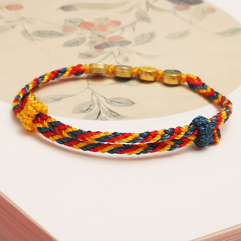 Handmade Dunhuang Art Inspired Vibrant Braided String Bracelet