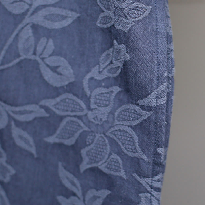 Cotton Floral Embroidered Jacquard Relaxed Midi Dress