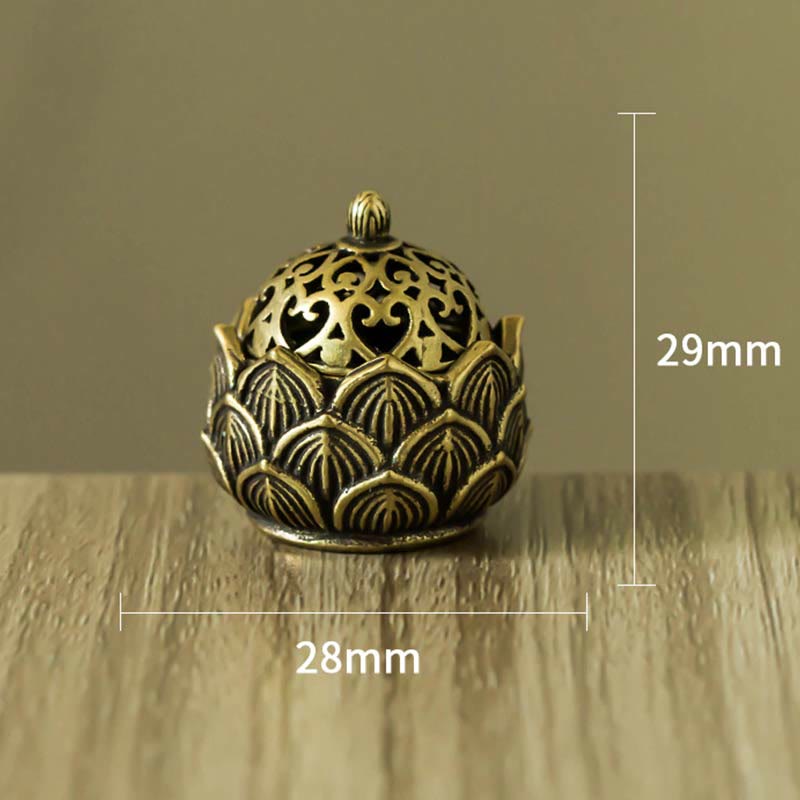 Tibetan Mini Lotus Pattern Copper and Brass Meditation Incense Burner