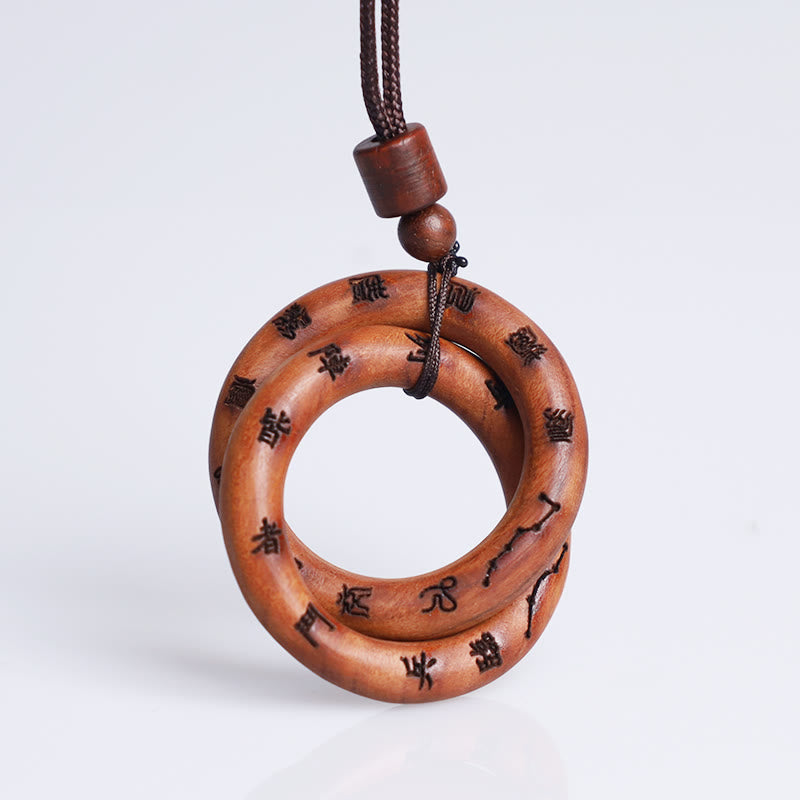 Lightning Struck Jujube Wood Taoist Yin Yang Ring Qiankun Circle Leizu Taboo Luck Necklace Pendant