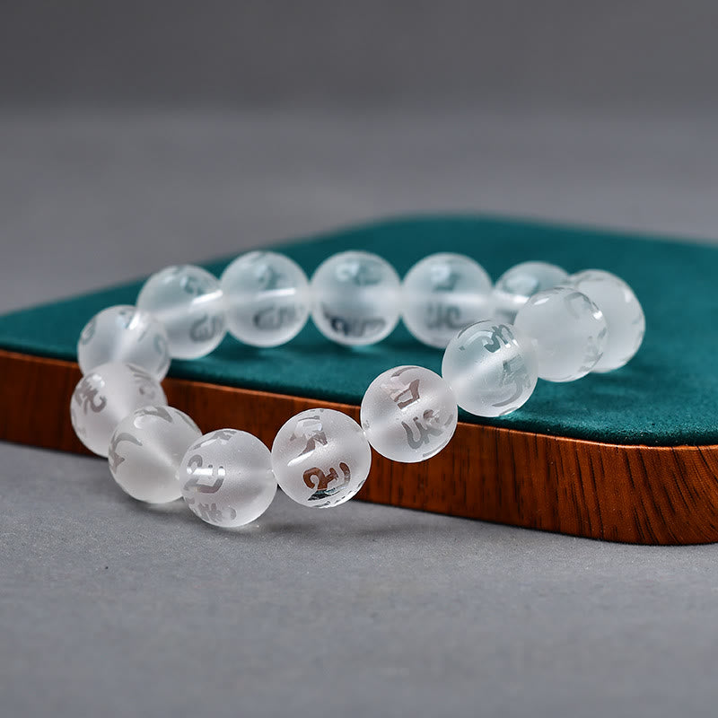 Om Mani Padme Hum Engraved Mantra Meditation Beaded Bracelet