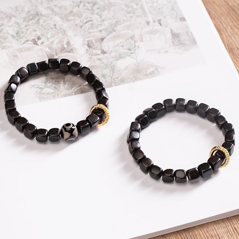 Tibetan Ebony Wood Dzi Bead Balance Calm Bracelet