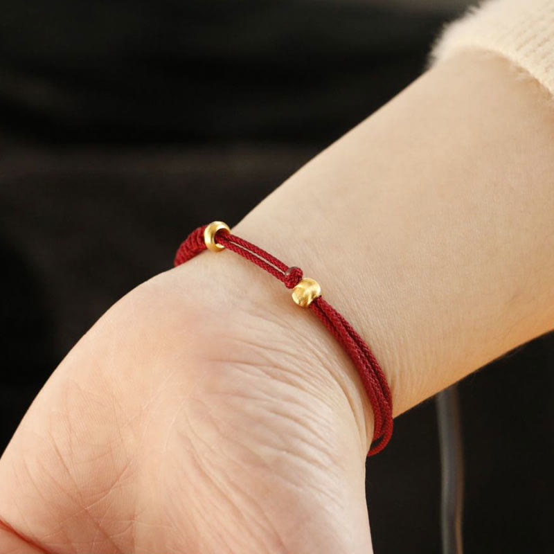 Alloy Peace Buckle Luck Red String Bracelet
