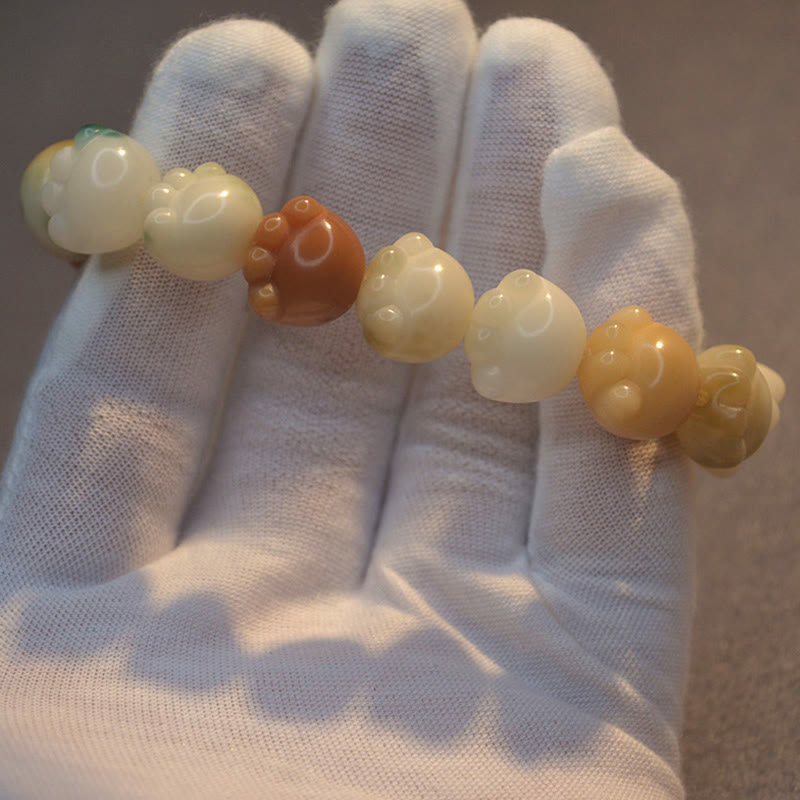 Multilayered Bodhi Seed Bracelet with Cat Paw Charm: Calm & Harmony Anchor