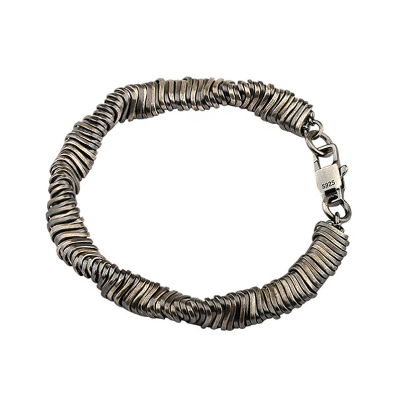 Vintage Twisted Chain 925 Sterling Silver Bracelet with Lock Clasp