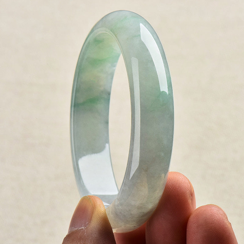 Authentic Natural Jade Hand-Carved Solid Stone Bangle Bracelet
