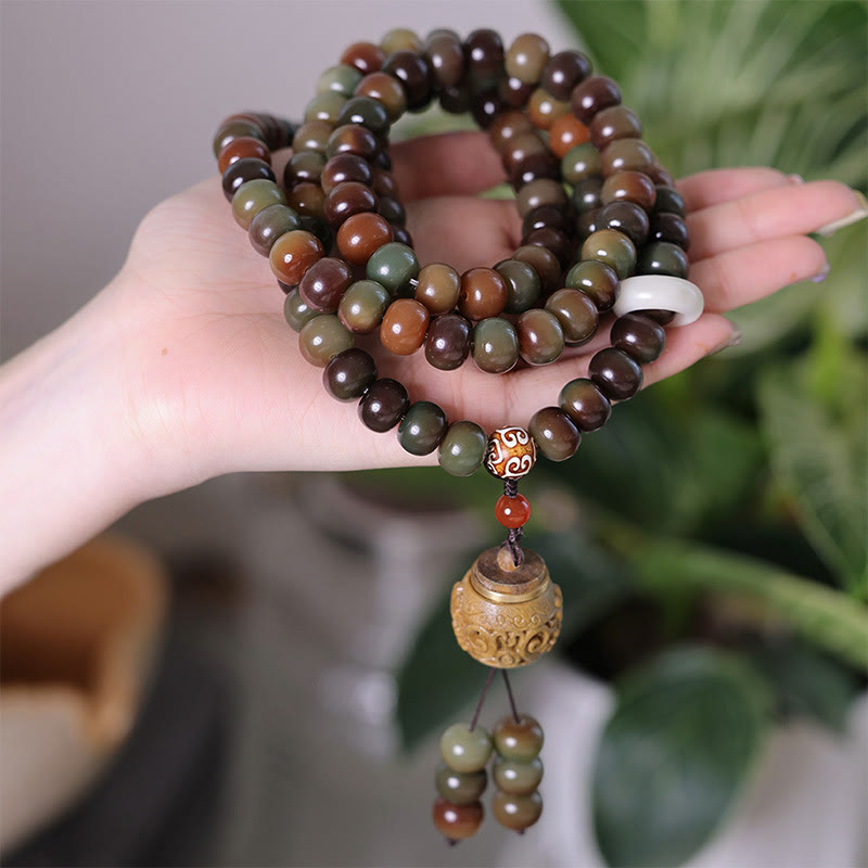 108 Mala Beads Dunhuang Color Bodhi Seed Dzi Bead Keep Away Evil Spirits Bracelet