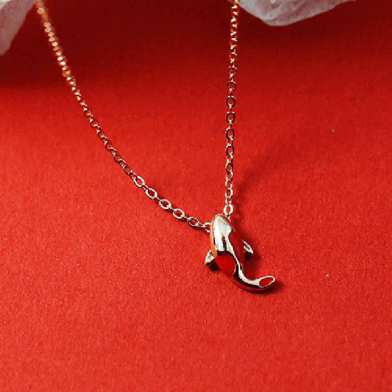 Copper Koi Fish Wealth Necklace Pendant Red Rope Bracelet Earrings Set