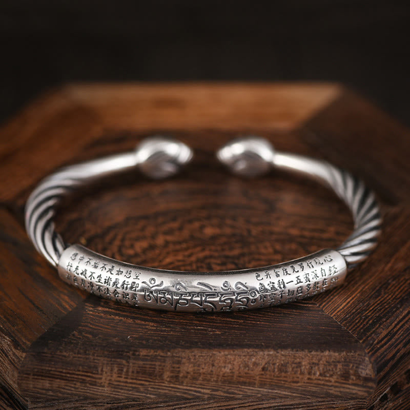 Tibetan Om Mani Padme Hum Heart Sutra Purity Cuff Bracelet