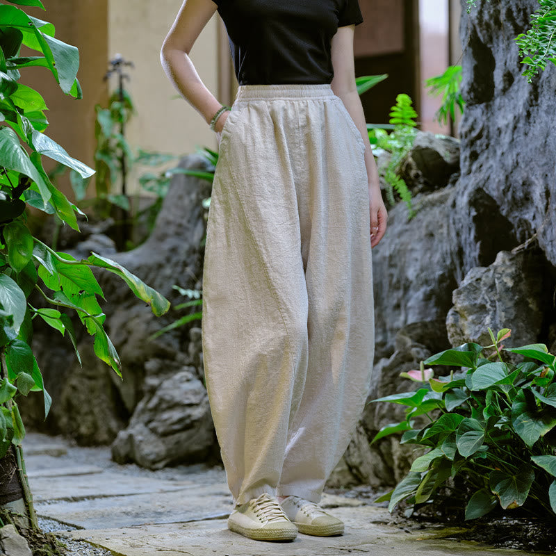 Solid Color Loose Yoga Harem Pants With Pockets