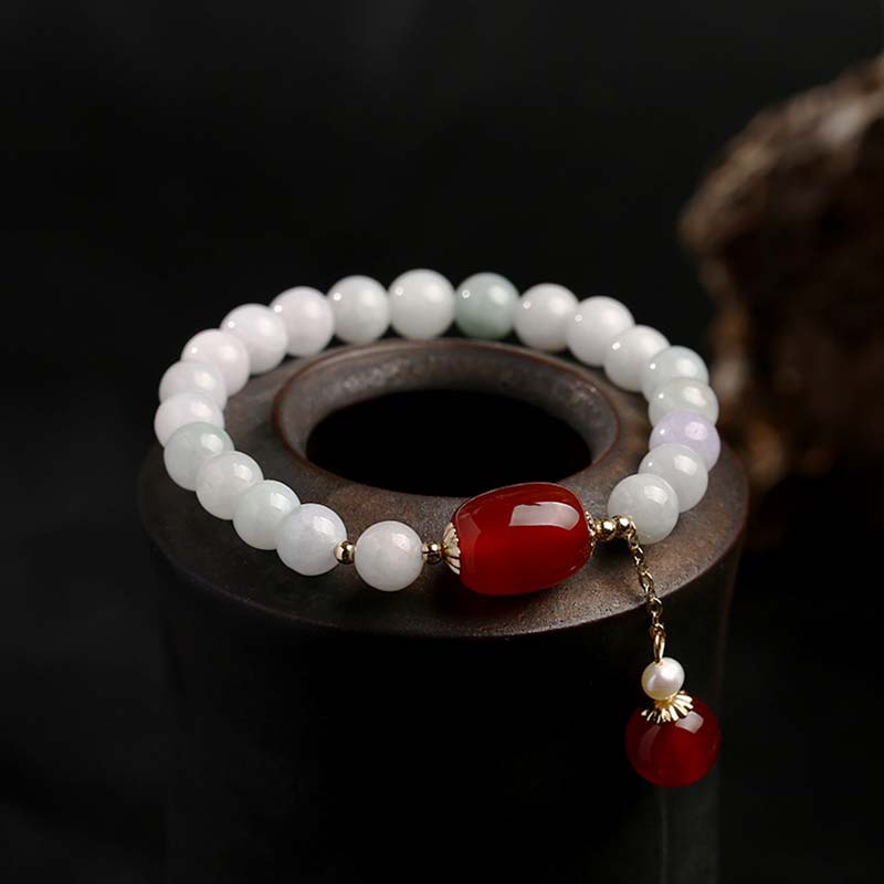 Natural White Jade Agate Protection Bracelet