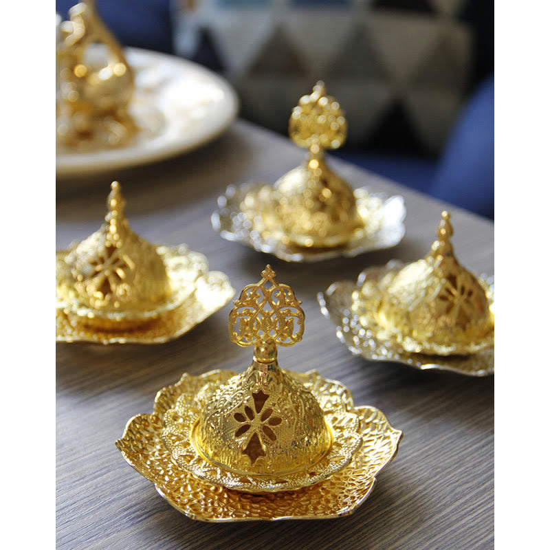 Leaf-Shaped Alloy Metal Mini Incense Burner & Ritual Coaster