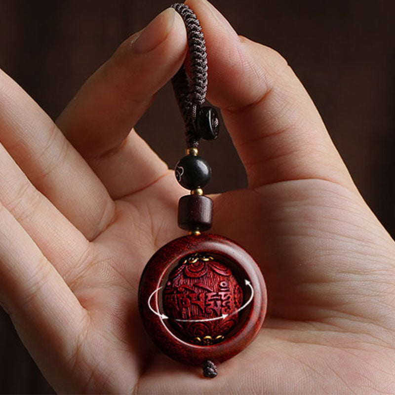Tibetan Small Leaf Red Sandalwood Ebony Luck Protection Rotation Decoration