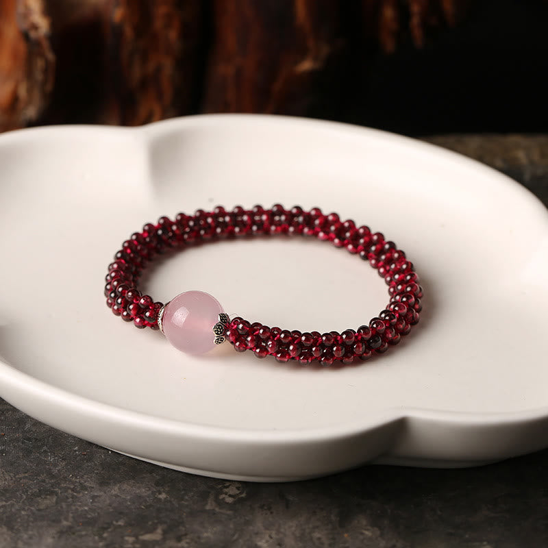 Natural Garnet Pink Crystal Red Agate Amazonite Bead Protection Bracelet