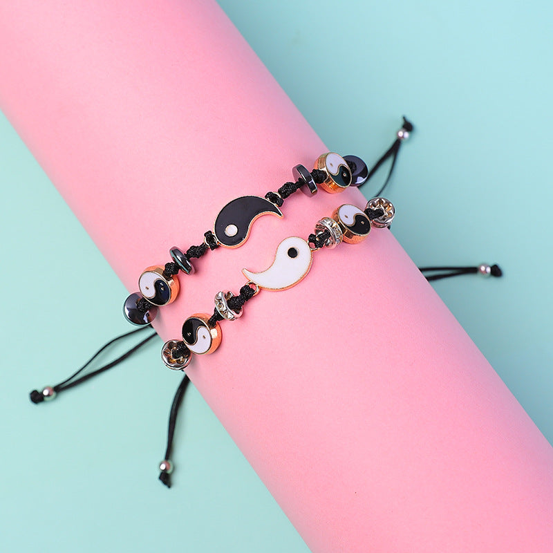 Grounding Hematite Yin Yang Couple Bracelet Set - 2 Pieces