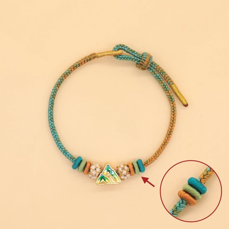 Handmade Eight-Thread Braided Endless Knot Bracelet with Peach Blossom Detail