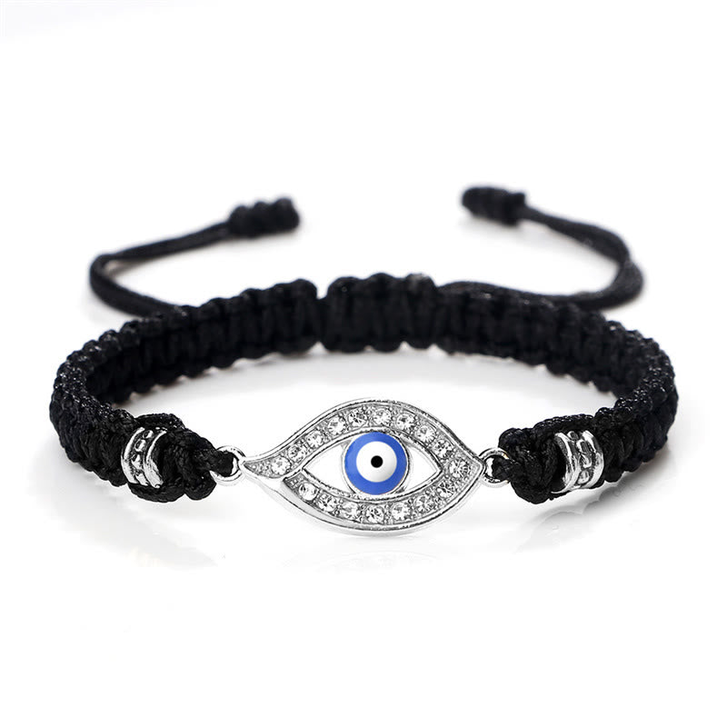 Handmade Evil Eye Red String Braided Bracelet with Gold or Silver Border