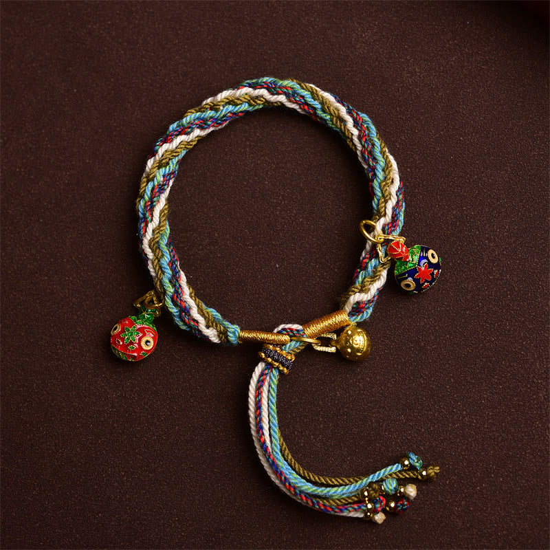 Handmade Gold Swallowing Beast Family Healing Reincarnation Knot Braid Bracelet