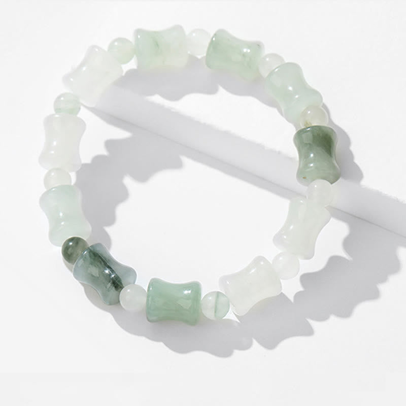 Zeniora Jade & Bamboo Pattern Elastic Bracelet
