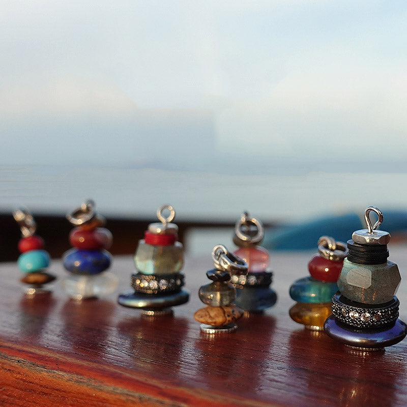 Zen Cairn Labradorite Various Crystals Calm Pendant Necklace