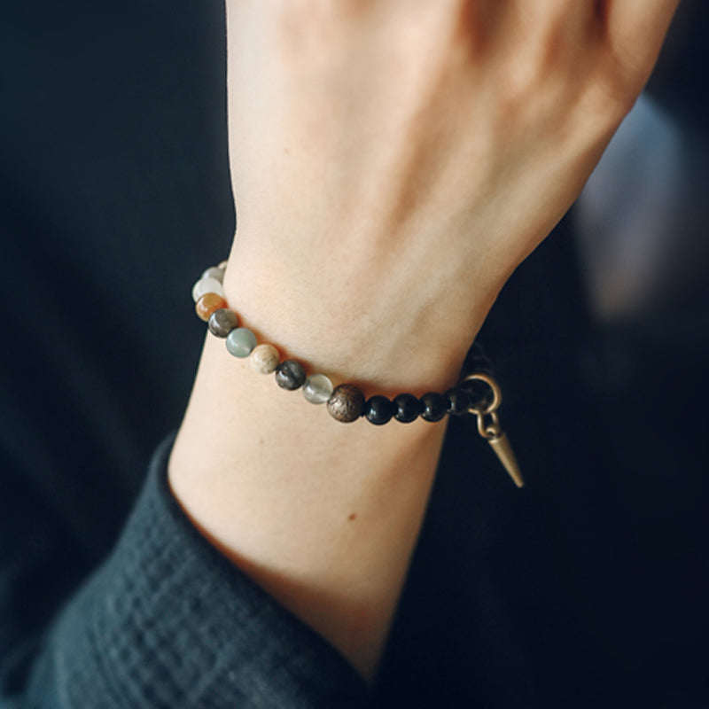 Black Obsidian Sodalite Crystal Copper Strength Couple Bracelet