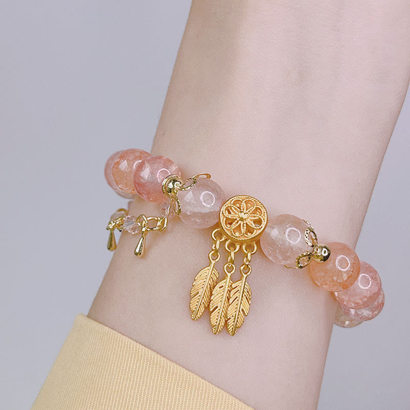 Handcrafted Glass Bead Dreamcatcher Charm Bracelet for Spiritual Connection