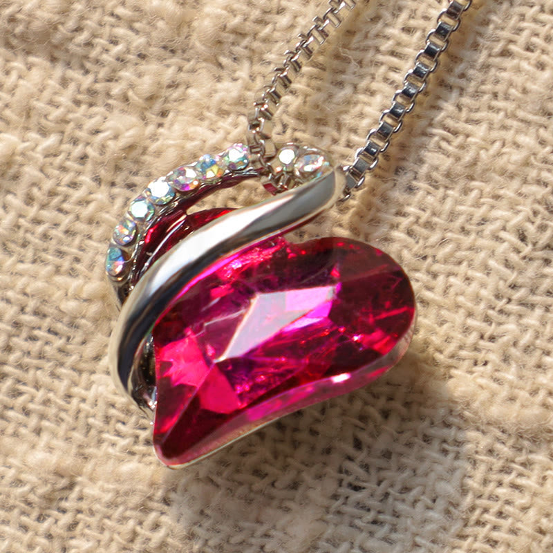 Love Heart Birthstone Healing Energy Necklace Pendant