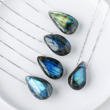 Labradorite Water Drop Support Healing Necklace Pendant