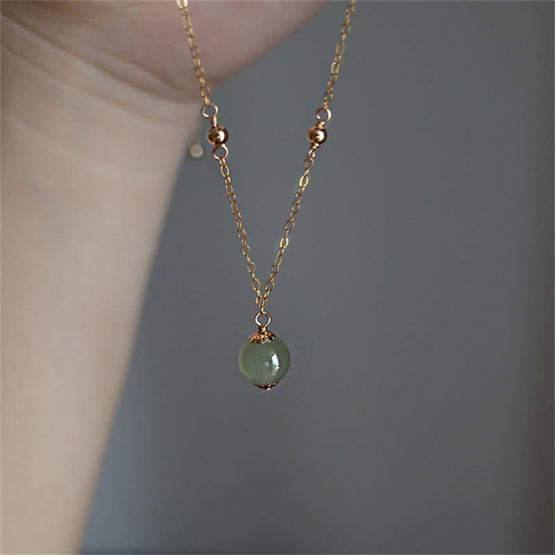 14k Gold Plated Hetian Jade Luck Beaded Necklace Pendant (Extra 35% Off | USE CODE: FS35)