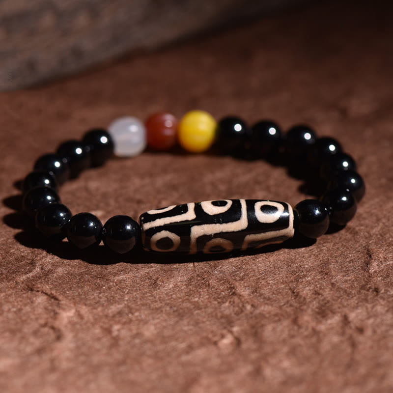 Tibetan Natural Nine-Eye Dzi Bead Wealth Power Bracelet