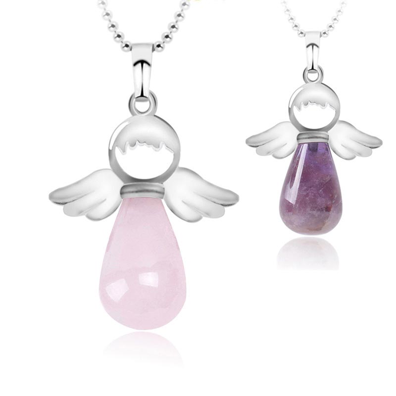 Little Angel Wings Natural Crystal Luck Necklace Pendant (Extra 35% Off | USE CODE: FS35)