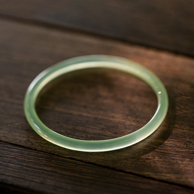 Natural Green Chalcedony Strength Courage Cuff Bangle Bracelet