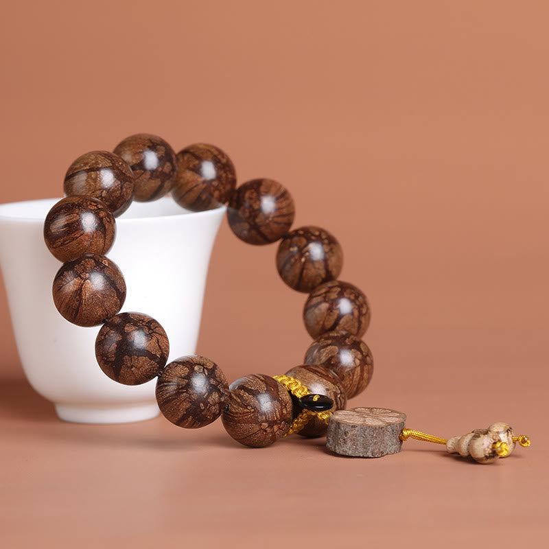 Natural Plum Blossom Wood Large Bead Meditation Bracelet