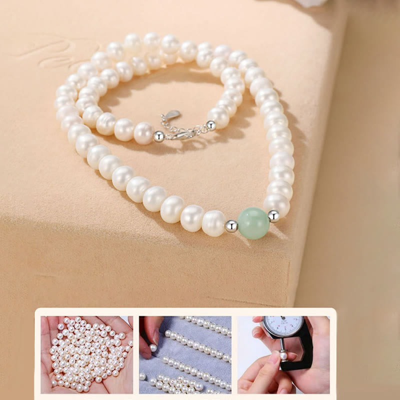 925 Sterling Silver Natural Pearl Jade Healing Necklace Bracelet Earrings With Gift Box