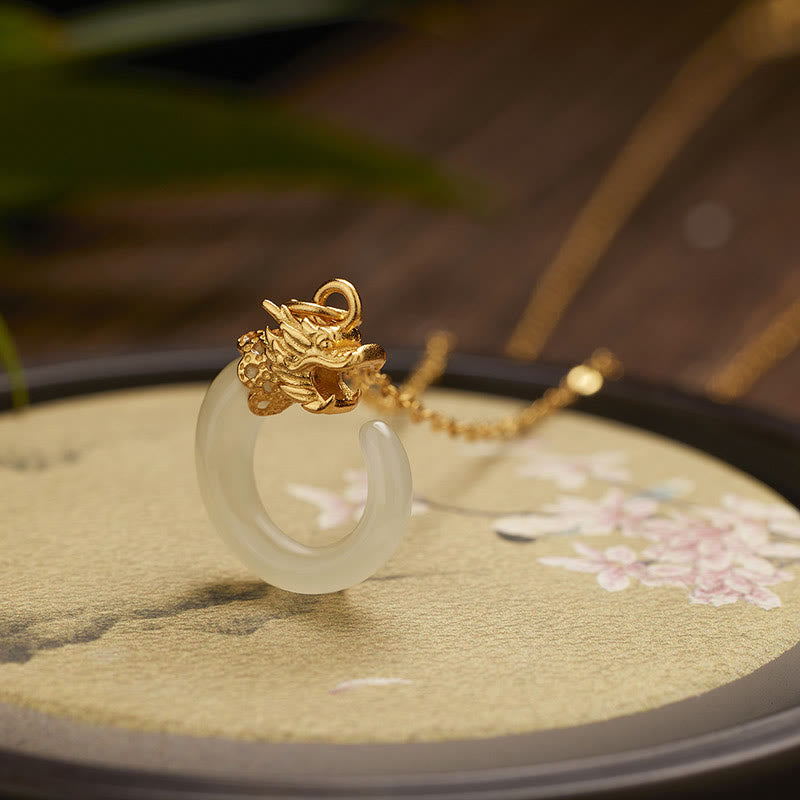 925 Sterling Silver Year Of The Dragon Natural Hetian Jade Luck Strength Necklace Pendant (Extra 40% Off | USE CODE: FS40)