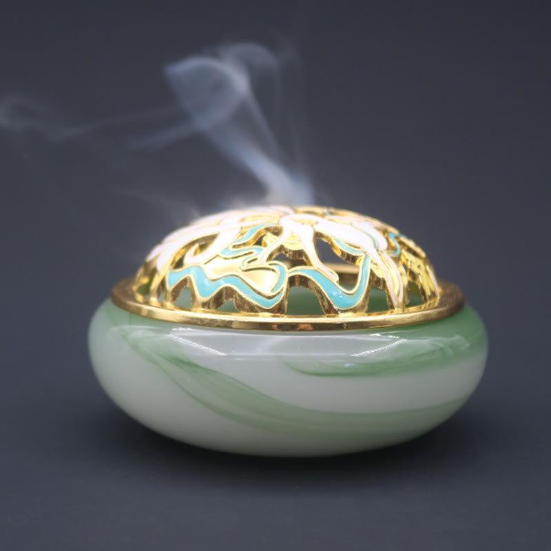 Handcrafted Liuli Crystal Nine-Tailed Fox Meditation Incense Burner