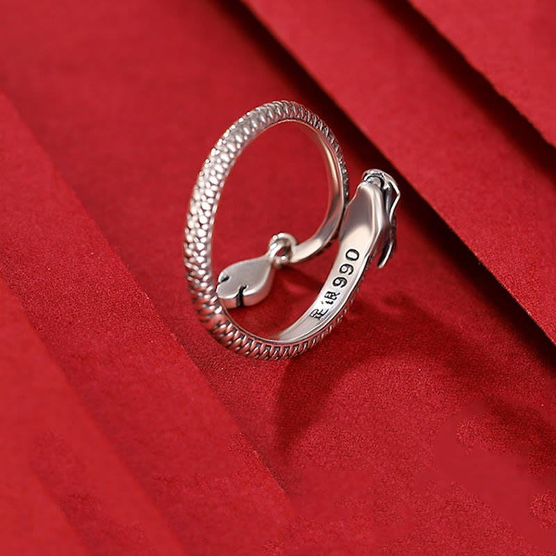 Vintage Sterling Silver Adjustable Dragon Motif Statement Ring