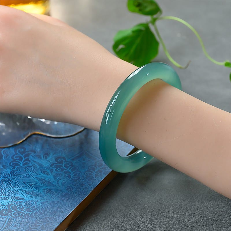 Natural Green Chalcedony Strength Bangle Bracelet