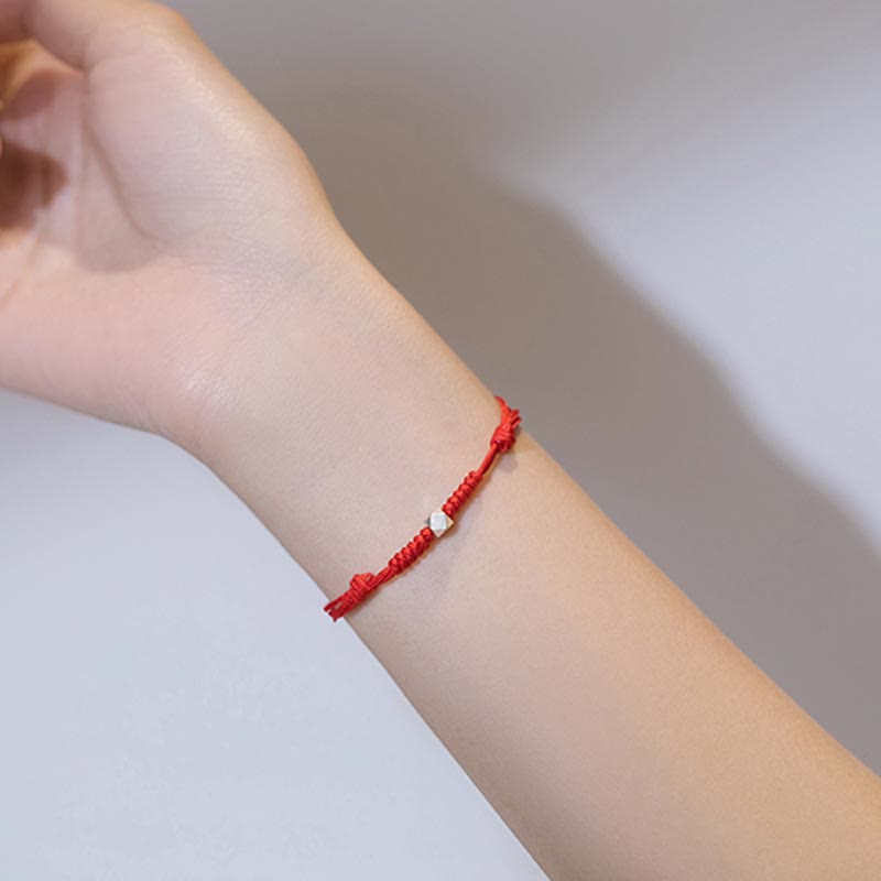925 Sterling Silver Luck Bead Protection Red String Braided Bracelet