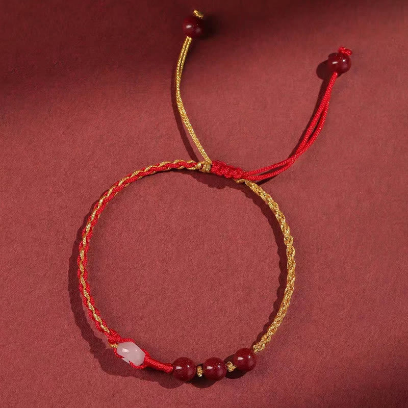 Natural Cinnabar Jade Peace Buckle Blessing Bracelet