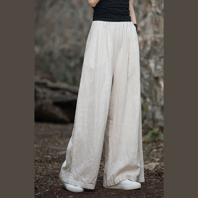 Retro Wide Leg Pants Casual Women's Yoga Pants With Pockets